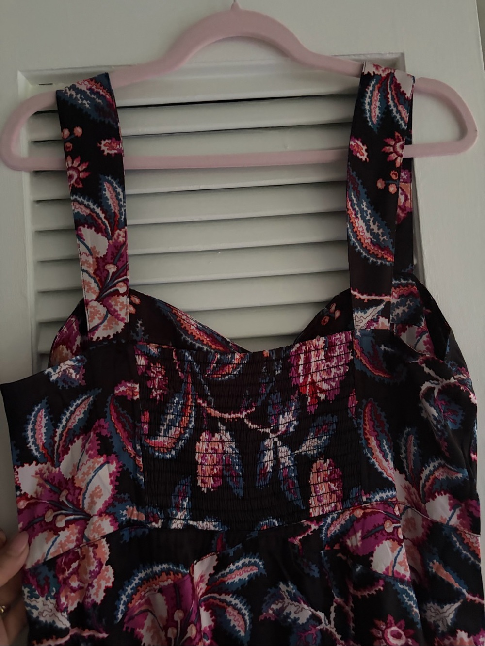Anthropologie Floral Satin Maxi Dress in Black and Pink - Picture 6 of 9
